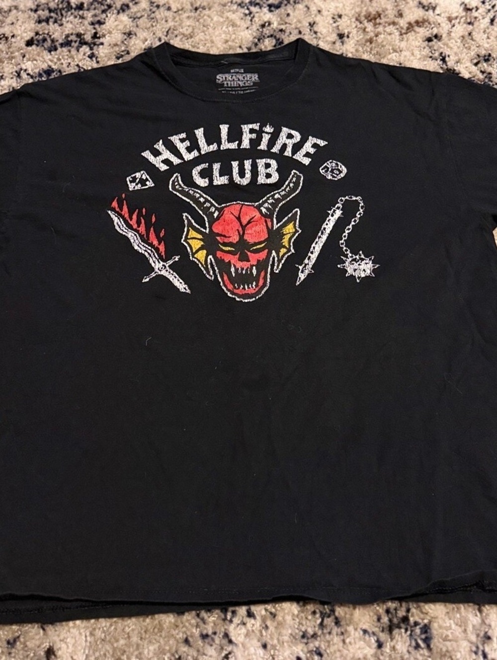 Netflix Stranger Things Hellfire Club Black T-Shirt Size XL Graphic Tee